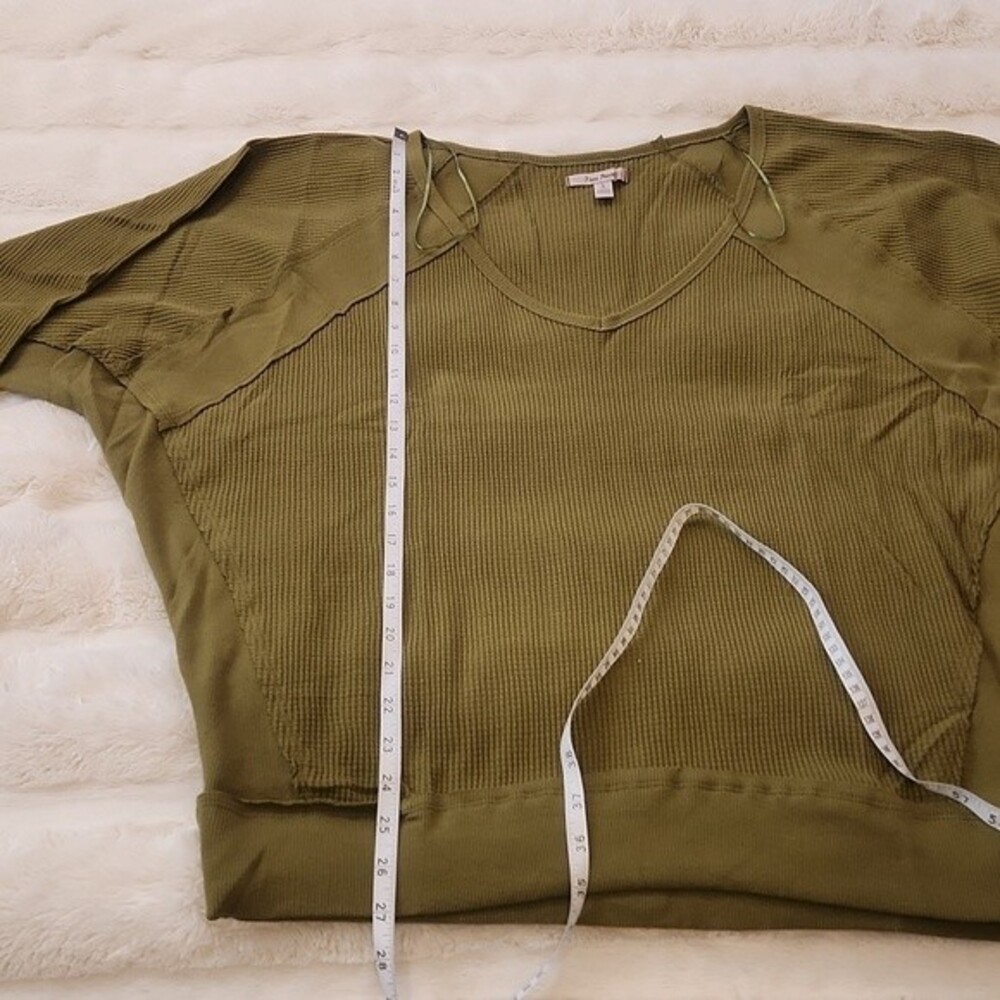 Free People Santa Clara Thermal Shirt Top Long Sleeve Green size L - Picture 10 of 14